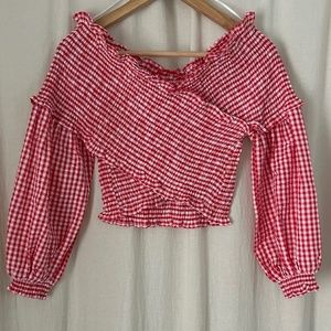 Zara Red & White Gingham crop top